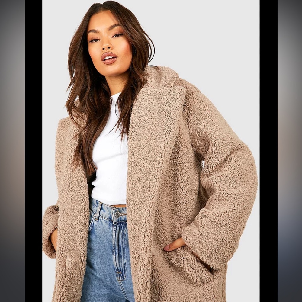On SALE Price Drop Teddy Coat in tan colour